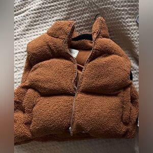 Brown Sherpa Puffer Vest